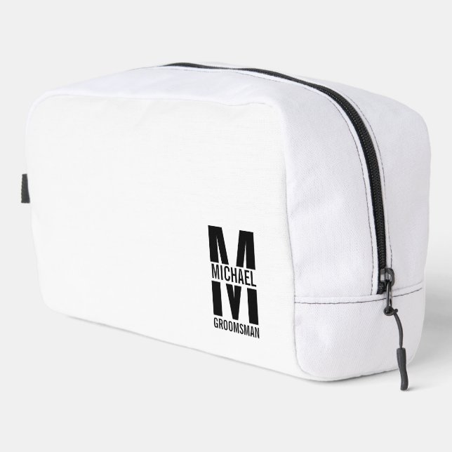Modern Personalized Groomsmen Monogram and Name Dopp Kit (Right Corner)