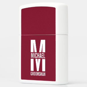 Modern Personalized Groomsmen Monogram and Name Zippo Lighter
