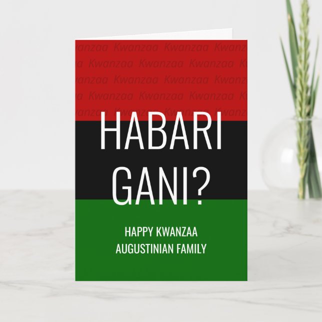 Modern Personalized HABARI GANI Kwanzaa Holiday Card (Front)