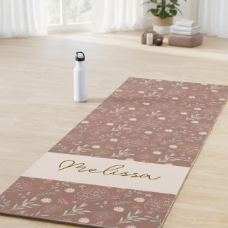 Modern Personalized Hand-Drawn Floral Pattern Yoga Mat