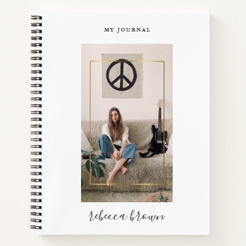 Modern Personalized Handwritten Gold Frame Notebook