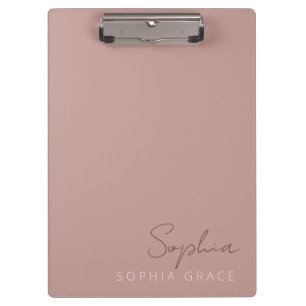 Modern Personalized Handwritten Script Dusty Rose Clipboard