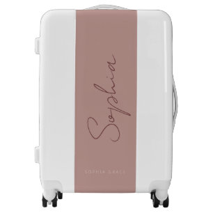 Modern Personalized Handwritten Script Dusty Rose Luggage