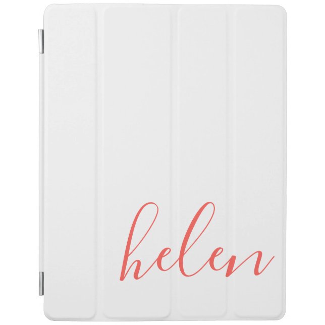 Modern Personalized Handwritten Script in Coral iPad Air Cover (Front)