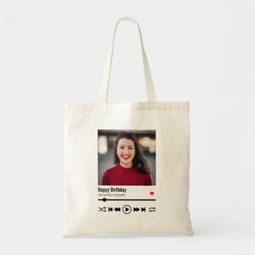 Modern Personalized Happy Birthday Photo Tote Bag