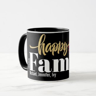 Modern Personalized Happy Family Glitter Heart  