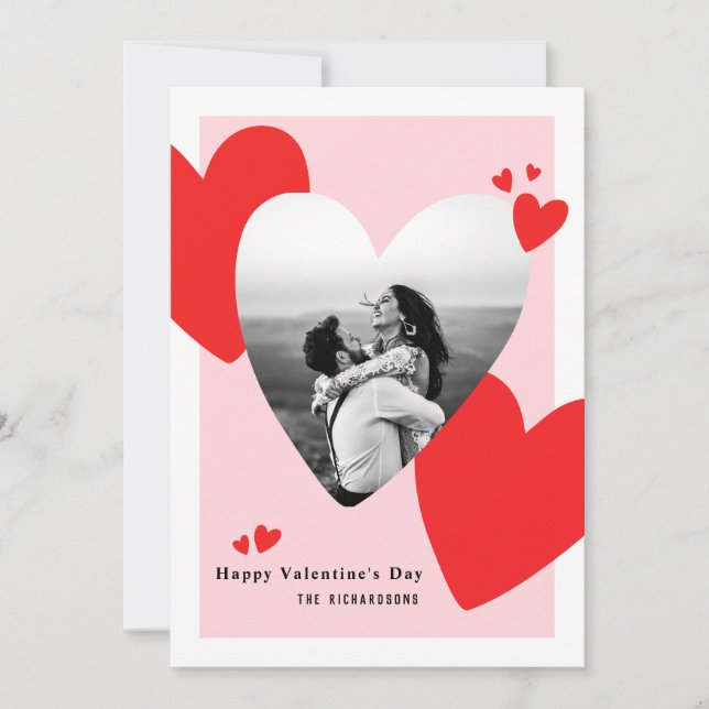 Modern Personalized Happy Valentine's Day Photo Holiday Card (Front)
