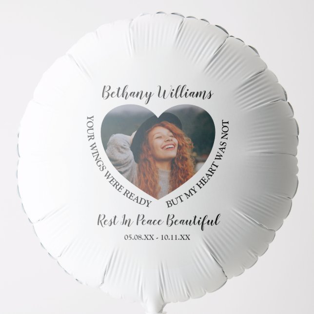 Modern Personalized Heart Photo Memorial Balloon (Front)