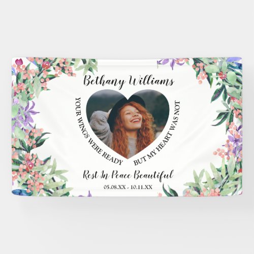 Modern Personalized Heart Photo Memorial Banner