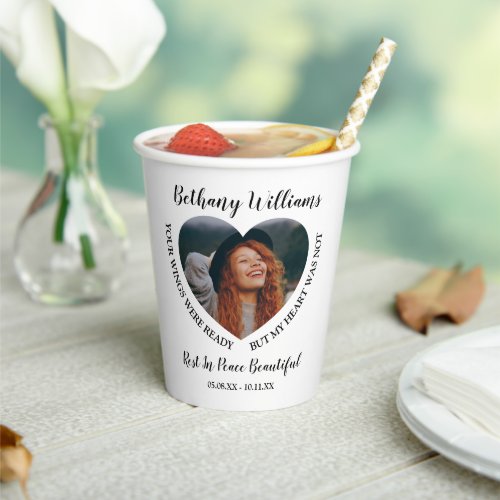 Modern Personalized Heart Photo Memorial Paper Cups