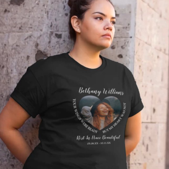 Modern Personalized Heart Photo Memorial T-Shirt (Creator Uploaded)