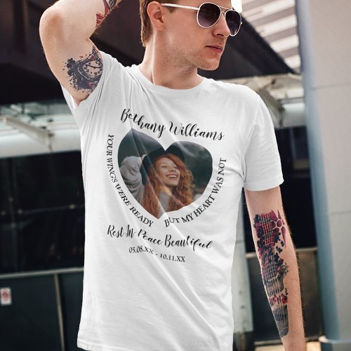 Modern Personalized Heart Photo Memorial T_Shirt