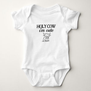 Modern Personalized Holy Cow Image White Baby Bodysuit