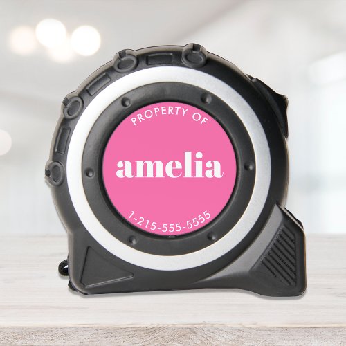 Modern Personalized Hot Pink Tape Measure