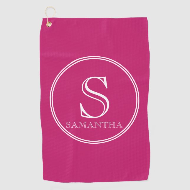 Modern Personalized Initial and Name Golf Towel (Front)