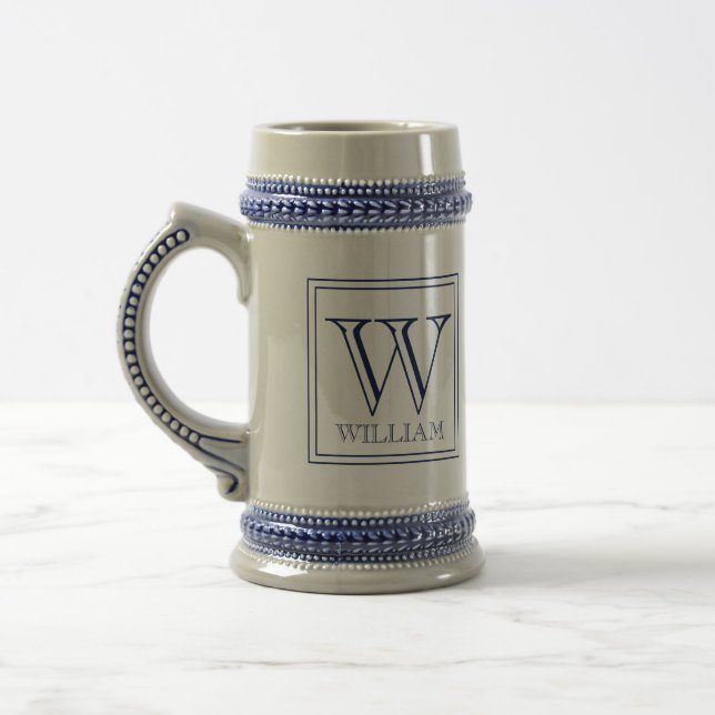 Modern Personalized Initial and Name Two-Tone Coff Beer Stein (Left)