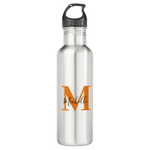 Modern Personalized Initials and Name Monogram Stainless Steel Water Bottle