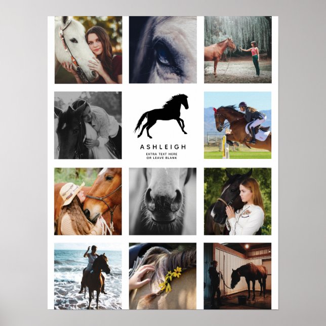 Modern Personalized Instagram Horse Photo Collage Poster (Front)