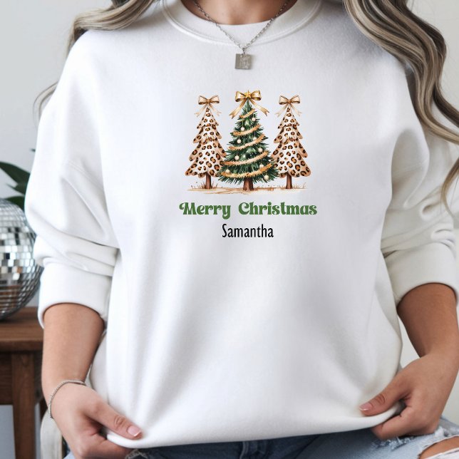 Modern personalized Leopard Christmas Trees gift   Hoodie (Modern personalized Leopard Christmas Trees gift hoodie)