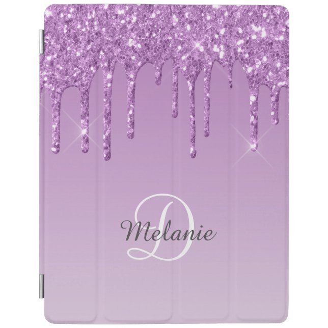 Modern Personalized Light Purple Sparkle Glitter iPad Smart Cover (Front)