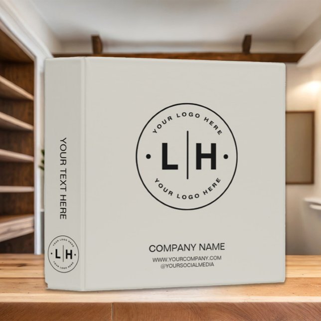 Modern Personalized Logo Business Binder (Modern minimal custom business logo neutral tone binder by MINTIC DESIGN STUDIO)