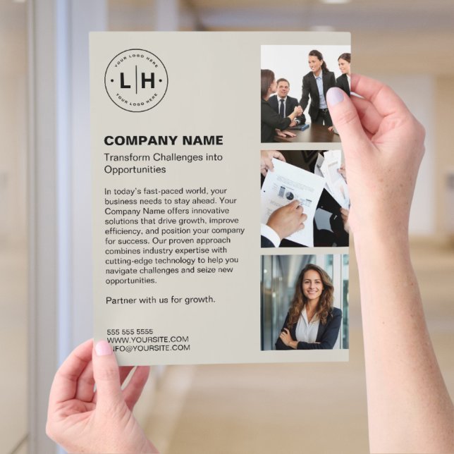 Modern Personalized Logo Business Flyer (Editable minimalist business flyer with custom logo, and photos.)