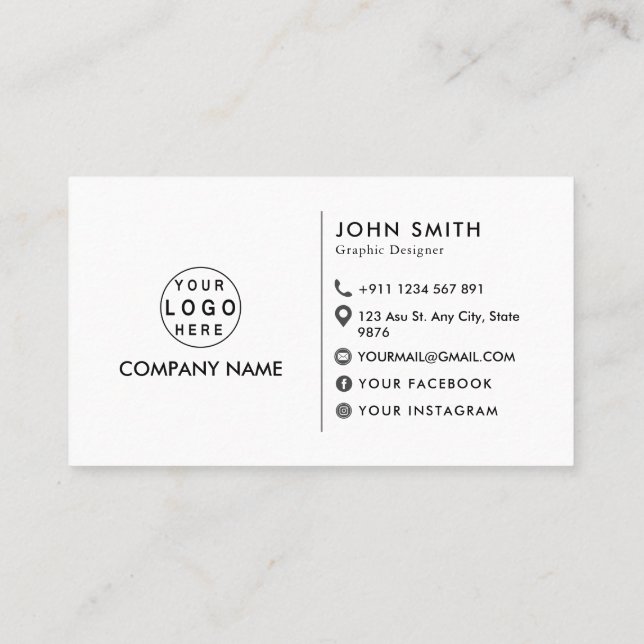 modern personalized logo minimalist social media business card (Back)