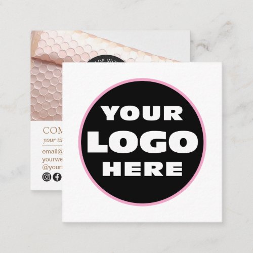 Modern Personalized Logo Photo Scannable QR Square Business Card