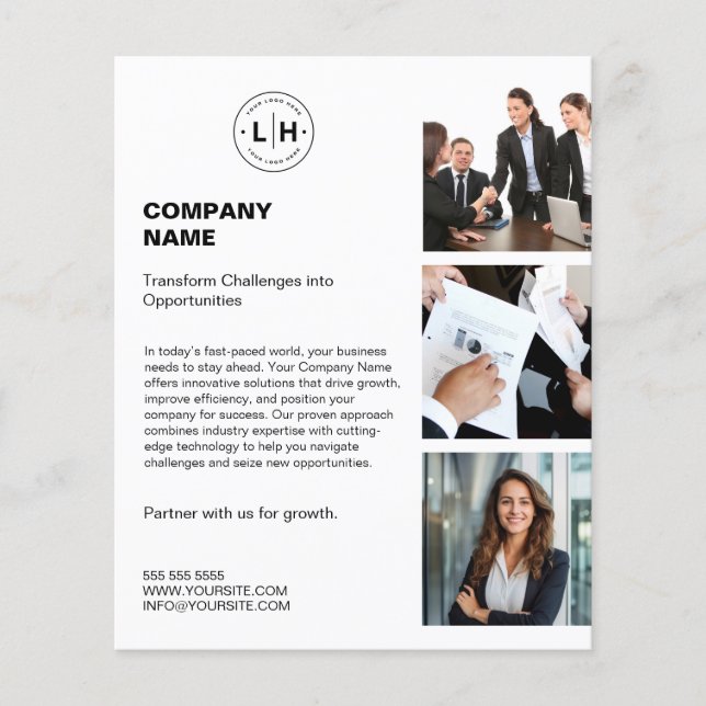 Modern Personalized Logo Photo White Business Flyer (Front)