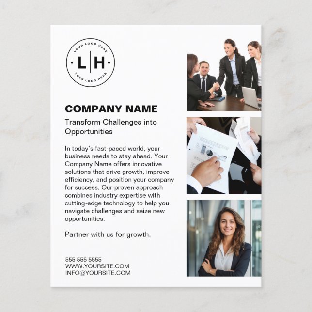 Modern Personalized Logo White Business Flyer (Front)