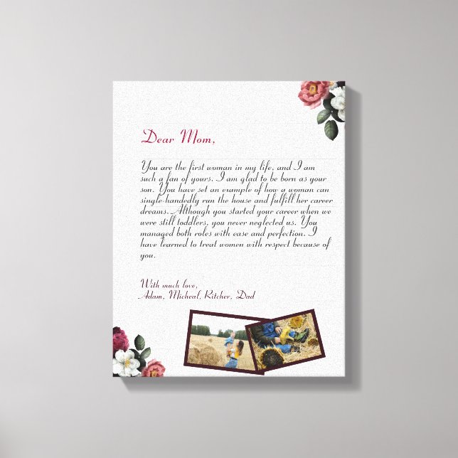 Modern Personalized Love Letter Handwritten gift Canvas Print (Front)