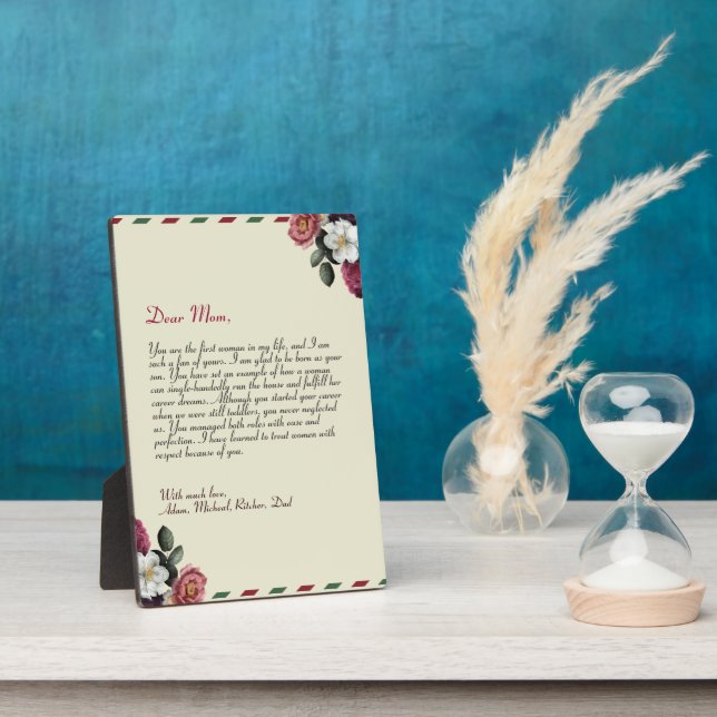 Modern Personalized Love Letter Handwritten Plaque (Side)