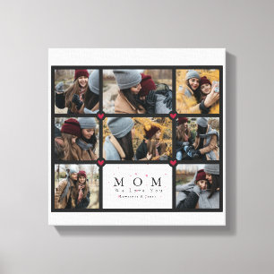 Modern Personalized Love You Mom 8 Photo collage Canvas Print