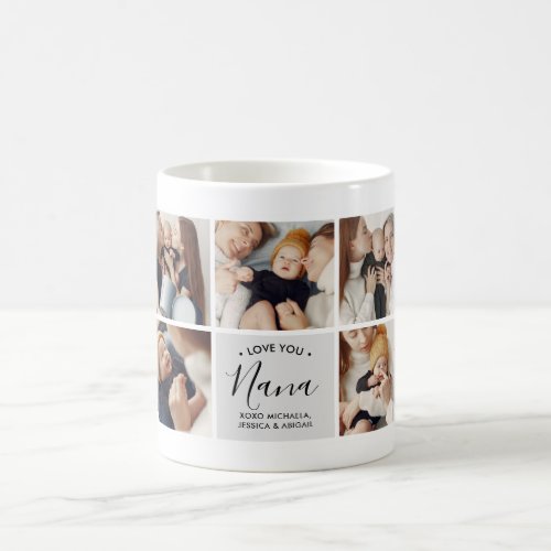 Modern Personalized Love You Nana 9-Photo Coffee Mug