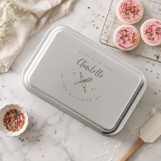 Modern Personalized Made With Love Baking Cake Pan