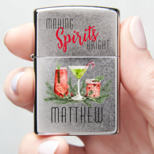 Modern Personalized Making Spirits Bright Zippo Lighter