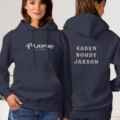 Modern Personalized Mama Front  Back Typography Hoodie