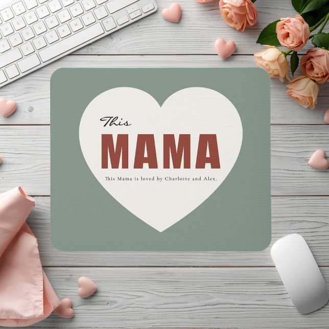 Modern Personalized Mama Heart Mouse Pad (Creator Uploaded)