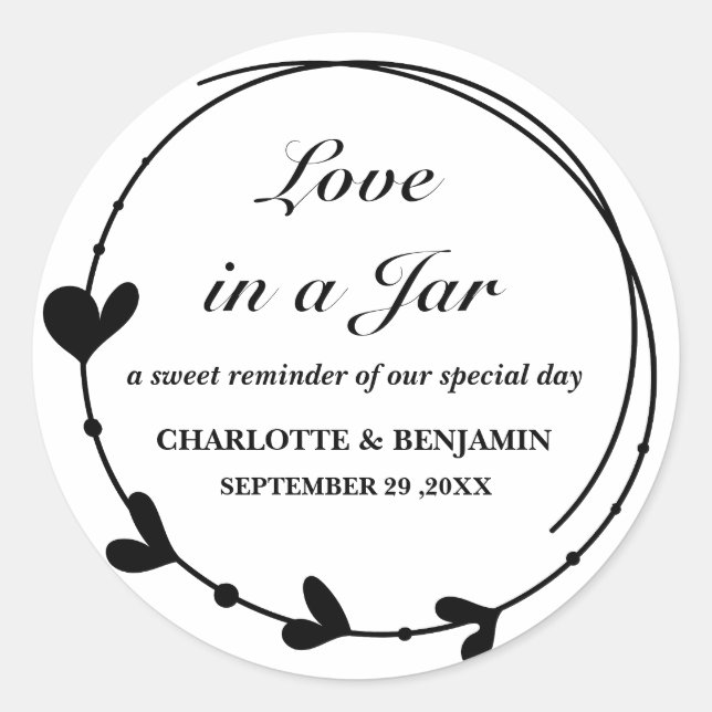 Modern Personalized Mason Jar Wedding Favor Labels (Front)