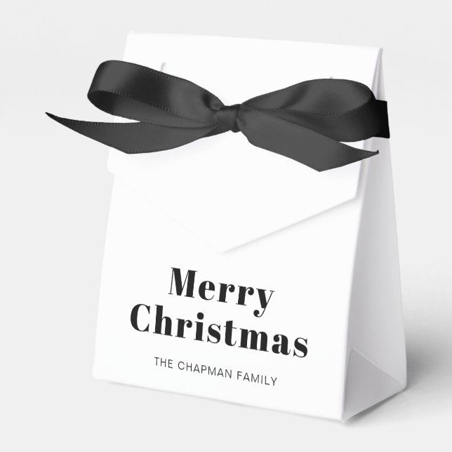Modern Personalized Merry Christmas Black & White  Favor Boxes (Front Side)