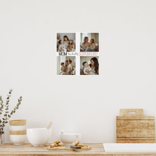 Modern Personalized Mom Superhero Photo Collage  Poster