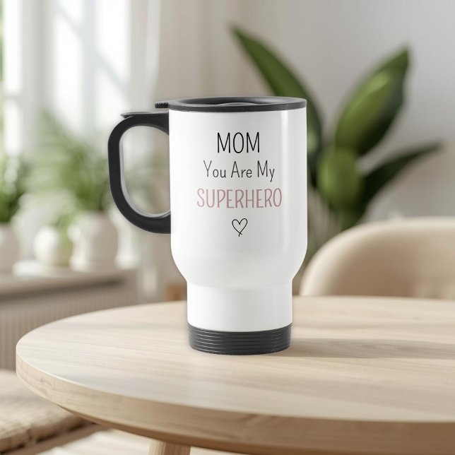 Modern Personalized Mom Superhero Photo Collage  Travel Mug (Creator Uploaded)