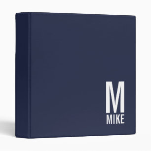Modern Personalized Monogram and Name 3 Ring Binder