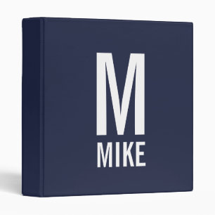 Modern Personalized Monogram and Name 3 Ring Binder