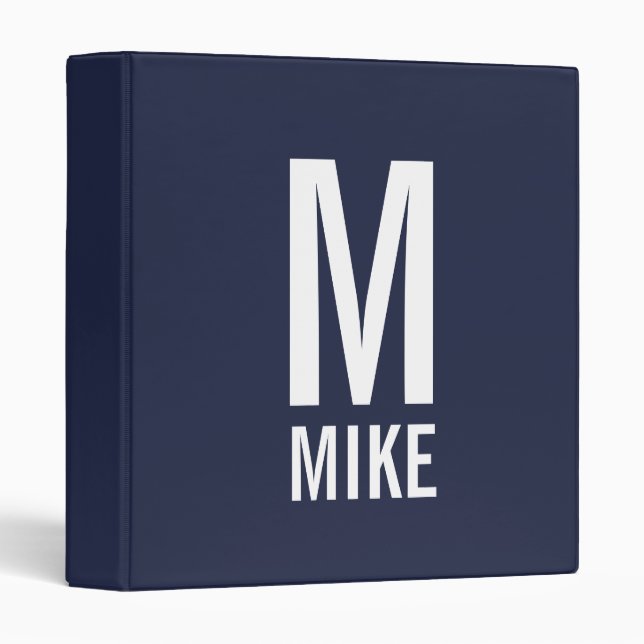 Modern Personalized Monogram and Name 3 Ring Binder (Front/Spine)