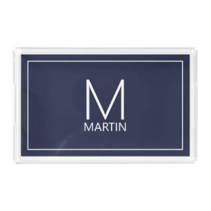 Modern Personalized Monogram and Name Acrylic Tray