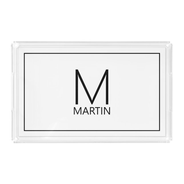Modern Personalized Monogram and Name Acrylic Tray (Front)