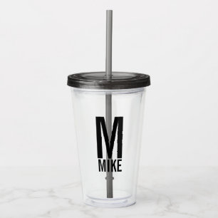 Modern Personalized Monogram and Name Acrylic Tumbler