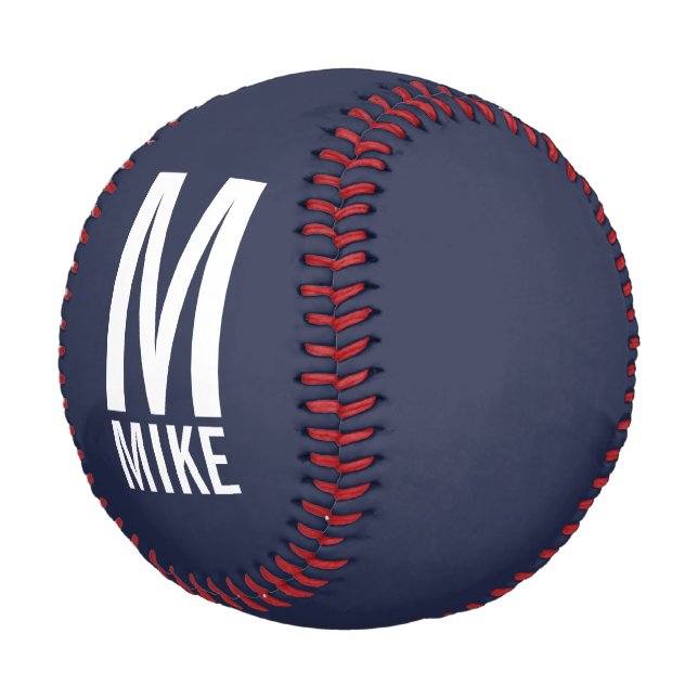 Modern Personalized Monogram and Name Baseball (Angled)