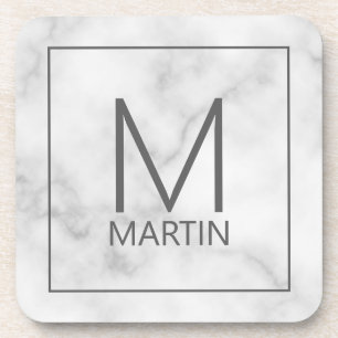 Modern Personalized Monogram and Name Beverage Coaster